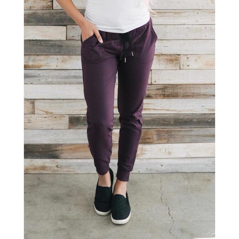 Zyia Active Unwind Joggers Maroon Athleisure Activewear Pants,‎ Size Medium